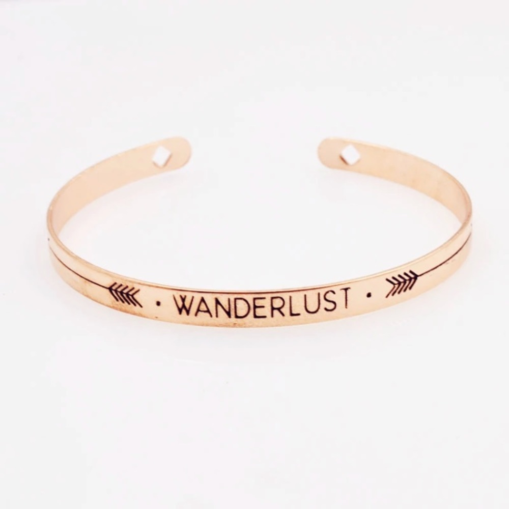 Copper Iron Letter Brave Wish Cuff Bangle
